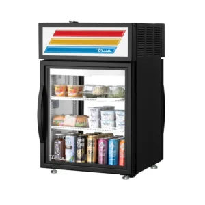 True GDM-05PT-HC~FGD01 24″ Countertop Display Refrigerator w/ Pass Thru Access – Swing Door, Black, 115v