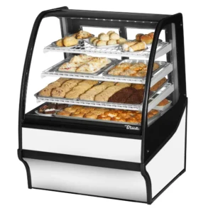 True TDM-DC-36-GE/GE-W-W 36 1/4″ Full Service Dry Bakery Case w/ Curved Glass – (4) Levels, 115v