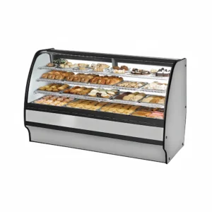 True TGM-DC-77-SC/SC-S-S 77 1/4″ Full Service Dry Bakery Case w/ Curved Glass – (4) Levels, 115v