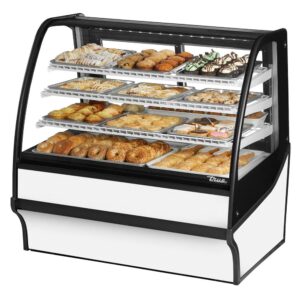 True TDM-DC-48-GE/GE-W-W 48 1/4″ Full Service Dry Bakery Case w/ Curved Glass – (4) Levels, 115v