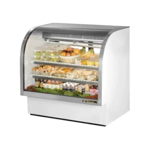 True TCGG-48-HC-LD 48-1/4″ Full Service Deli Case w/ Curved Glass – (3) Levels, White, 115v