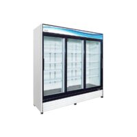 Serv-Ware GR72S-HC 81″ Three Section Merchandiser Refrigerator with Sliding Glass Door