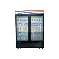 Atosa USA MCF8721ES 54″ Two Section Glass Door Freezer Merchandiser in Black, 43.8 cu. ft.