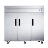 Dukers Appliance Co D83AF 82" Three Section Reach-In Freezer w/ 3 Solid Doors, Top Mount, 66 cu. ft.