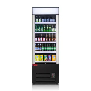 28″ Wide Open Air Merchandiser, Black Refrigerated Air Curtain Merchandiser, 120 V.