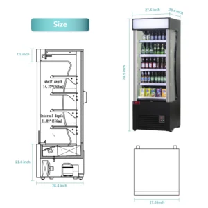28″ Wide Open Air Merchandiser, Black Refrigerated Air Curtain Merchandiser, 120 V.
