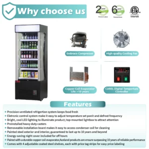 28″ Wide Open Air Merchandiser, Black Refrigerated Air Curtain Merchandiser, 120 V.