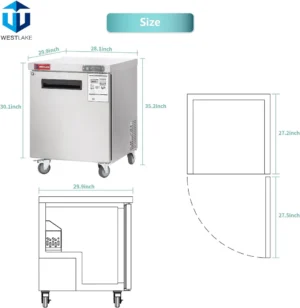 28″ Undercounter Freezer, 28″ Single Door Stainless Steel Lowboy Worktop Freezer 6.3 Cu.ft