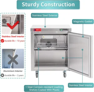 28″ Undercounter Freezer, 28″ Single Door Stainless Steel Lowboy Worktop Freezer 6.3 Cu.ft