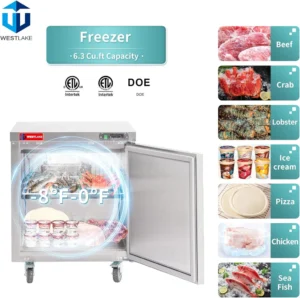 28″ Undercounter Freezer, 28″ Single Door Stainless Steel Lowboy Worktop Freezer 6.3 Cu.ft