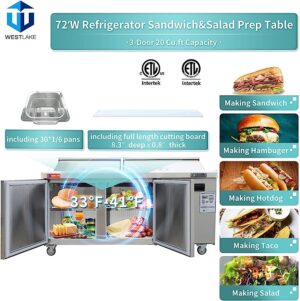 72″ wide 2 Door Mega Top Food Prep Table