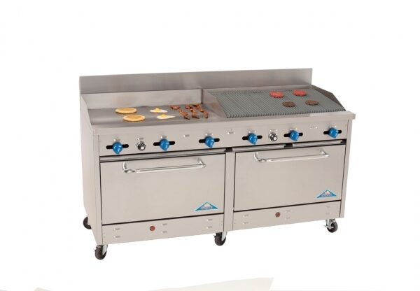 Comstock-Castle 2F330-36-3RB 72" Gas Restaurant Range w/ (1) 36" Griddle, (1) 36" Charbroiler, (2) Standard Ovens, 222.000 BTU
