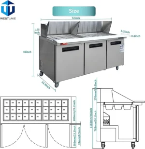 72″ wide 2 Door Mega Top Food Prep Table