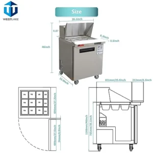 27″ Wide Single Door Mega Top Food Prep Table