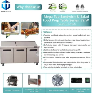 72″ wide 2 Door Mega Top Food Prep Table