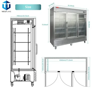Commercial 3 Glass Door Commercial Refrigerator, 72 Cu.ft Stainless Steel Reach in Upright Merchandiser
