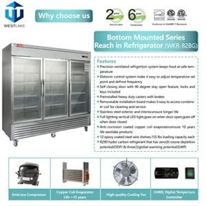 Commercial 3 Glass Door Commercial Refrigerator, 72 Cu.ft Stainless Steel Reach in Upright Merchandiser