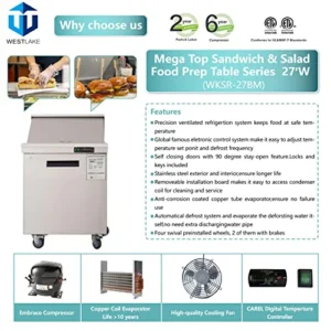 27″ Wide Single Door Mega Top Food Prep Table
