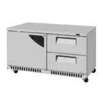 Turbo Air TUR-60SD-D2R(L)-FB-N 60" 2-Section Undercounter Refrigerator w/ 2 Drawers & 1 Door