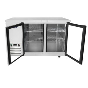 Atosa MBB59GGR 58″ Double Glass Door Stainless Steel Back Bar Refrigerator (Stainless Steel Interior & Exterior)