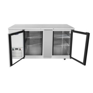 Atosa MBB69GGR 68″ Double Glass Door Stainless Steel Back Bar Refrigerator (Stainless interior & exterior)