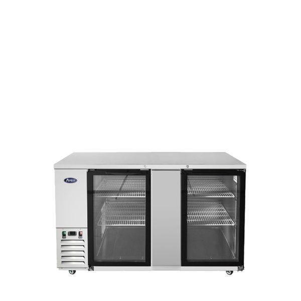 Atosa MBB69GGR 68" Double Glass Door Stainless Steel Back Bar Refrigerator (Stainless interior & exterior)