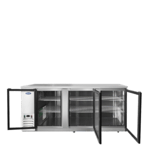 Atosa MBB90GGR 90″ Triple Glass Door Stainless Steel Back Bar Refrigerator (Stainless interior & exterior)