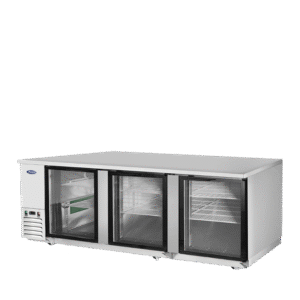 Atosa MBB90GGR 90″ Triple Glass Door Stainless Steel Back Bar Refrigerator (Stainless interior & exterior)