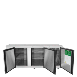 Atosa MBB90GR 90″ Triple Door Stainless Steel Back Bar Refrigerator (Stainless interior & exterior)