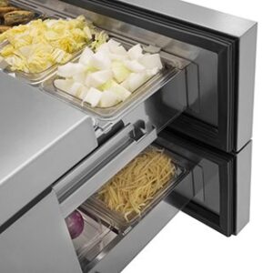 Turbo Air TCBE-82SDR-N 83″ 4 Drawers Refrigerated Chef Base, Flat Top, 16 cu. ft.