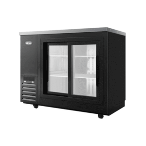 Atosa SBB48SGGRAUS2 48″ Shallow Depth Double Glass Door Back Bar Cooler (Black exterior & stainless steel interior)