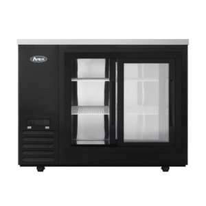 Atosa SBB48SGGRAUS2 48″ Shallow Depth Double Glass Door Back Bar Cooler (Black exterior & stainless steel interior)