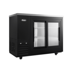 Atosa SBB48SGGRAUS2 48″ Shallow Depth Double Glass Door Back Bar Cooler (Black exterior & stainless steel interior)