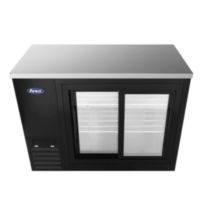 Atosa SBB48SGGRAUS2 48″ Shallow Depth Double Glass Door Back Bar Cooler (Black exterior & stainless steel interior)