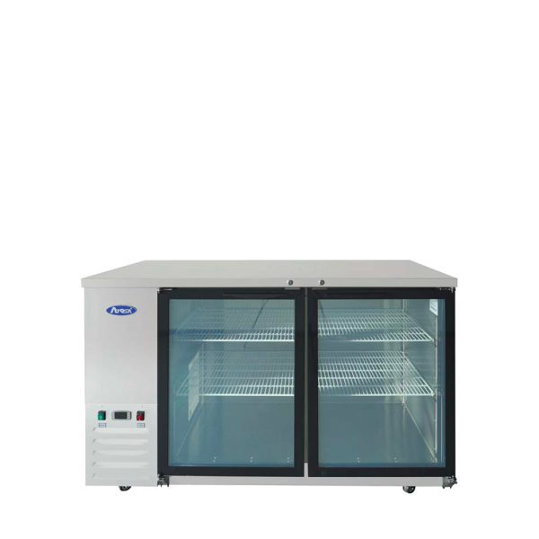 Atosa SBB59GGRAUS1 59" Shallow Depth Double Glass Door Back Bar Cooler (Stainless Steel Interior & Exterior)