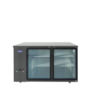 Atosa SBB59GGRAUS2 59″ Shallow Depth Double Glass Door Back Bar Cooler (Black exterior & stainless steel interior)