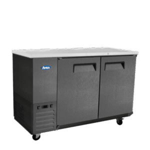 Atosa SBB59GRAUS2 59″ Shallow Depth Double Solid Door Back Bar Cooler (Black Exterior & Stainless Steel Interior)