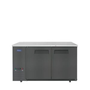 Atosa SBB59GRAUS2 59″ Shallow Depth Double Solid Door Back Bar Cooler (Black Exterior & Stainless Steel Interior)