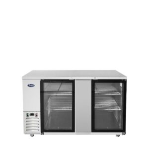 Atosa SBB69GGRAUS1 69″ Shallow Depth Double Glass Door Back Bar Cooler (Stainless Steel Interior & Exterior)