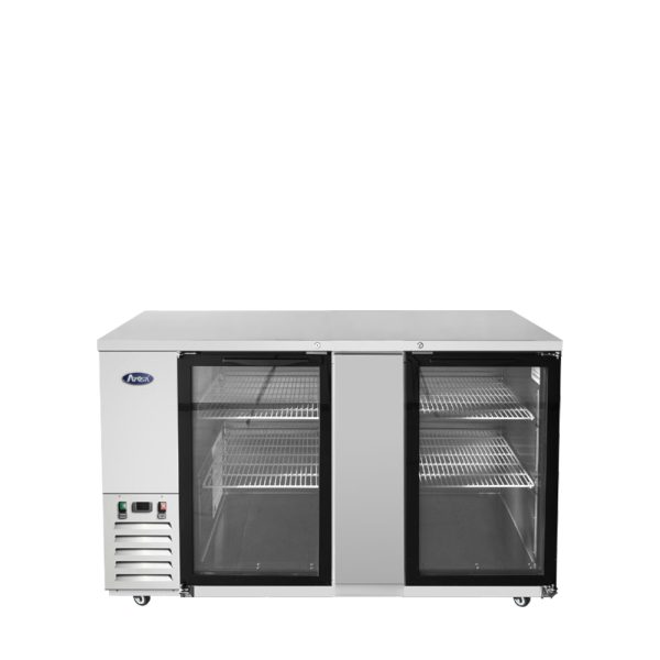 Atosa SBB69GGRAUS1 69" Shallow Depth Double Glass Door Back Bar Cooler (Stainless Steel Interior & Exterior)
