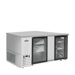 Atosa SBB69GGRAUS1 69″ Shallow Depth Double Glass Door Back Bar Cooler (Stainless Steel Interior & Exterior)