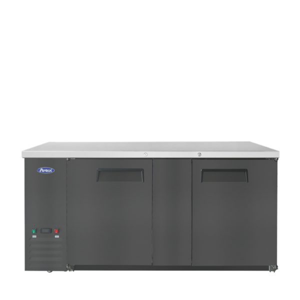 Atosa SBB69GRAUS2 69" Shallow Depth Double Solid Door Back Bar Cooler (Black exterior & stainless steel interior)