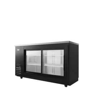 Atosa SBB69SGGRAUS2 69″ Shallow Depth Back Bar Cooler With Sliding Glass Doors (Black exterior & stainless steel interior)