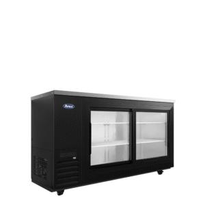 Atosa SBB69SGGRAUS2 69″ Shallow Depth Back Bar Cooler With Sliding Glass Doors (Black exterior & stainless steel interior)
