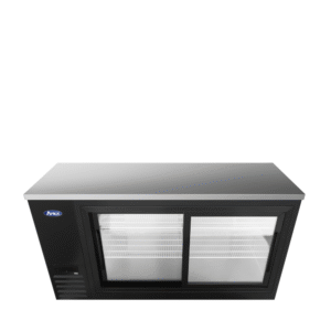Atosa SBB69SGGRAUS2 69″ Shallow Depth Back Bar Cooler With Sliding Glass Doors (Black exterior & stainless steel interior)