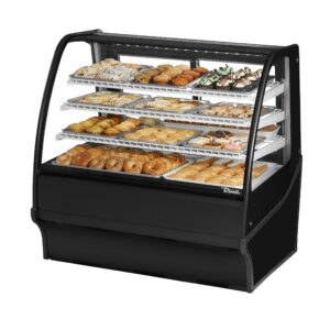 True TDM-DC-48-GE/GE-S-S 48 1/4″ Full Service Dry Bakery Case w/ Curved Glass – (4) Levels, 115v