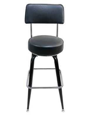 AAA Furniture Wholesale 104-24 BACK Bar Stool with Upholstered Seat & Back, Black (Quick Ship)