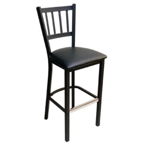 AAA Furniture Wholesale 309BS BVS-BLK Bar Stool with Slat Back and Upholstered Seat, Black (Quick Ship)