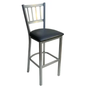 AAA Furniture Wholesale 309BS BVS-SLV Bar Stool with Slat Back and Upholstered Seat, Black (Quick Ship)