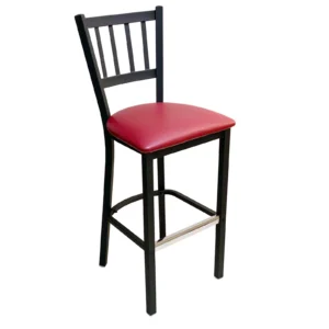 AAA Furniture Wholesale 309BS GR4-BLK Bar Stool with Slat Back and Upholstered Seat, Black